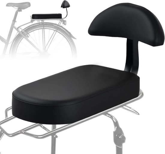 Bagagedrager kussen-bagagedrager kussen met rugsteun-Fietszadelkussen met rugleuning -leren fietszadelkussen voor achterop de kinderfiets - comfortabel zitkussen voor kinderen en volwassenen - zwart - 32x15x5cm van Merkloos