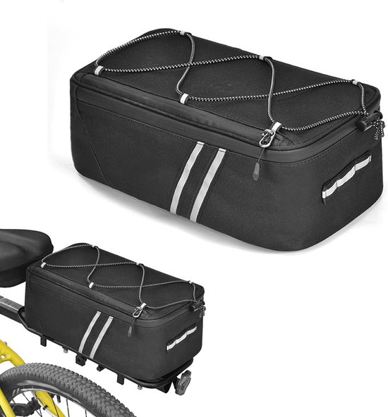 Bagagedragertas, Bicycle Bag - Fietstas Achterzit, Rugzak, Geschikt voor Fiets Achterzitjes, Elektrische Fietsen en Picknicks, 8 Liter Capaciteit, Zwart, Oxford Stof van Merkloos