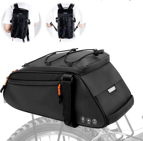 Bagagedragertas Fiets - 38x17x17cm - waterdichte fietstas - Fietstassen - Reflecterend - Afneembare Fietstas Rugzak - Fietsachtertas - Trunkbag - Met Schouderband en Handvat - ideaal voor woon-werkverkeer en fietsers