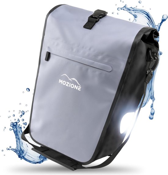 Bagagedragertas met handgreep, 24-33 liter, waterdicht, grijs van $