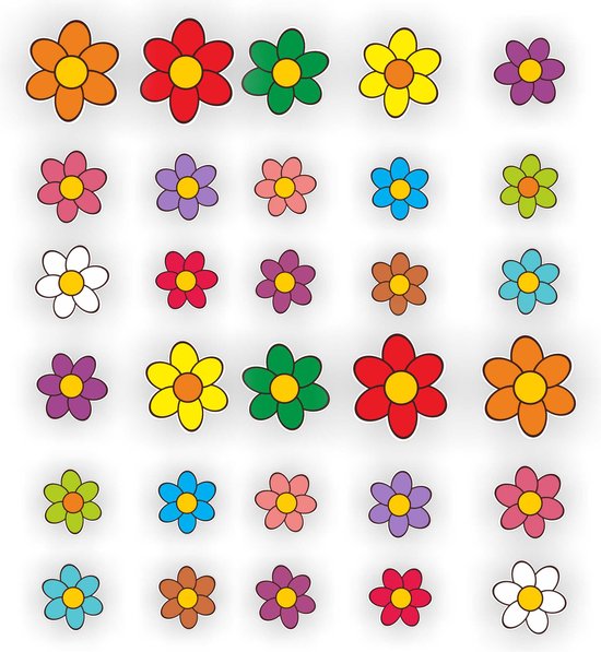Bakfietsstickers Flower Power set 30 bloemen stickers van Bakfiets