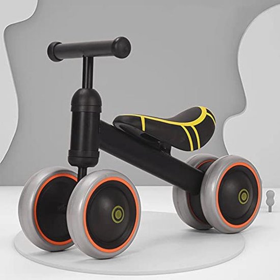 Balance Bike for Children from 1 Year Old, Toy with 4 Wheels for Baby Bike from 12 to 36 Months, First Bike Without Pedals for Boys and Girls as Birthday Gift, 50 x 18 x 38 cm, Black