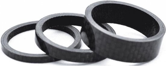 Balhoofd spacerset 1-1/8 (ø28.6) 3-delig 3/5/10mm Carbon van Trivio