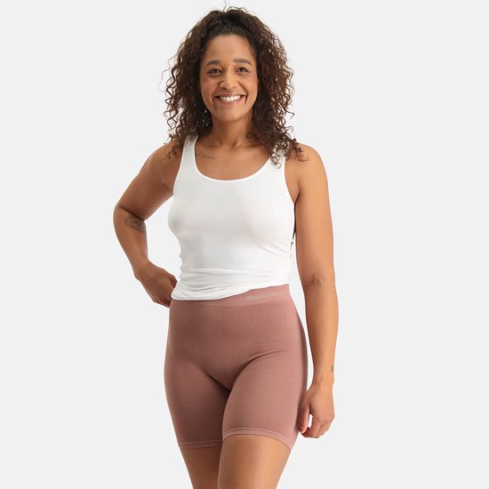 Bamboo Basics Biker Short Dames Naadloos Suze - Tan Korte Legging Dames - Maat M - Bamboe Bikershort Dames - Lange Onderbroek Dames