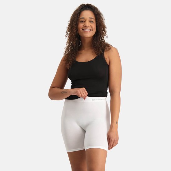 Bamboo Basics Biker Short Dames Naadloos Suze - Witte Korte Legging Dames - Maat S - Bamboe Bikershort Dames - Lange Onderbroek Dames