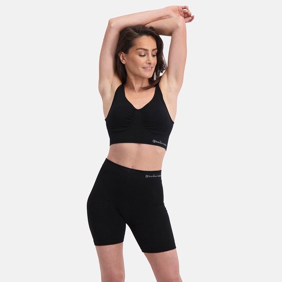 Bamboo Basics Biker Short Dames Naadloos Suze - Zwarte Korte Legging Dames - Maat XXL - Bamboe Bikershort Dames - Lange Onderbroek Dames van Merkloos
