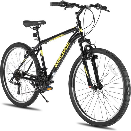 BAMCBASE Mountainbike - 26 Inch - 21 Versnellingen - Hardtail MTB voor Heren & Dames - V-Brakes - Zwart van Bamcbase