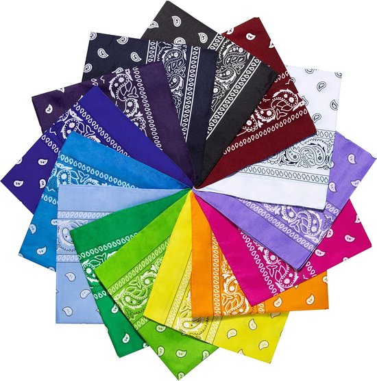 Bandana-hoofddoek unisex, katoenen halsdoek voor mannen en vrouwen, bandana-hoofddoek met gemengde kleuren (55 x 55 cm) 6/10/12/14 Pack armsjaal, haar, huisdierenhals vierkante sjaal