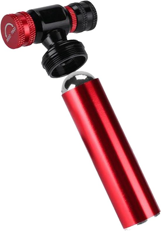 Bandenpomp - Fietspomp Scooter - Noodgeval Reparatie - Compact Aluminium - 20.6 x 12.7 x 3.2 cm - Zwart Rood