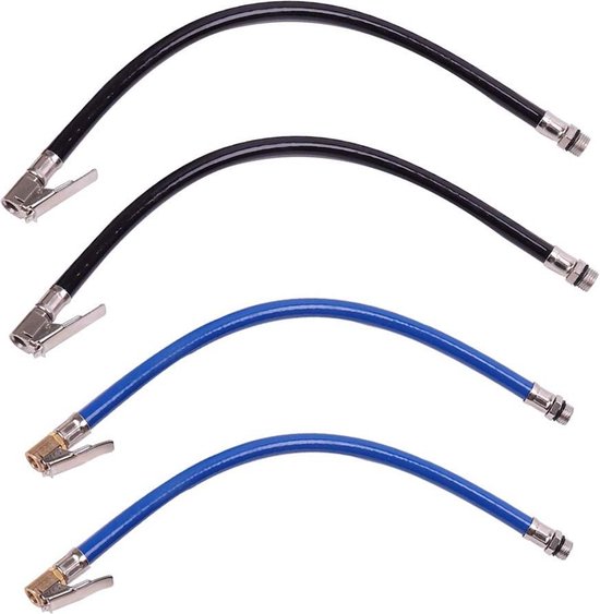 Bandenpomp met drukmeter Fiets Motor Auto Band Inflator Rubber Luchtslang 4 stuks Band Inflator Rubber Luchtslang Clip Op Luchtslang BandenChuck Inflator Slang Tool voor Motorfiets Fiets Auto met Bandklep bandenpomp met drukmeter van Merkloos