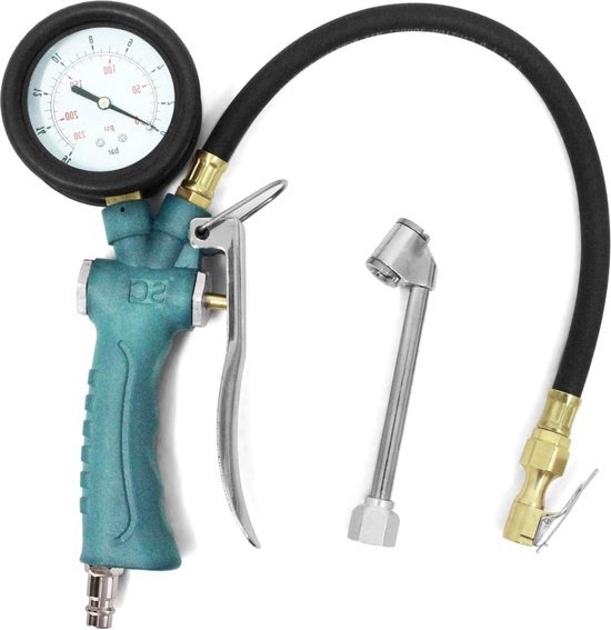Bandenpomp met drukmeter Hoogwaardige perslucht bandenpomp Luchtdrukmeter bandenspanningsmeter 360 ° draaibare manometer 0-16 bar multifunctioneel bandenpomp met drukmeter