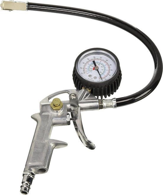 Bandenpomp met drukmeter - Luchtpistool - Fiets Personenauto Vrachtwagen - Voor Compressor bandenpomp met drukmeter van Merkloos