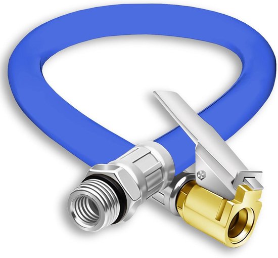 Bandenpomp slang, 2 stuks, ventielverlengset, 37 cm bandenvulslang, autoventieladapter, bandenpomp geijkt, reserveslang voor luchtpomp, voor auto, fiets, motorfiets (blauw)