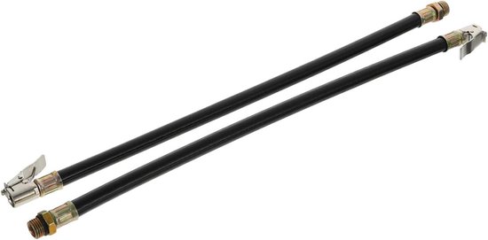 Bandenpomp Slang - Compressor Verlenging - Banden Oppompen - Haakse Clip - 2 Stuks - Zwart