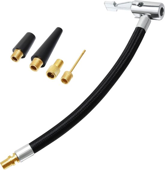 Bandenpomp Slang - Inflator Connector - Banden Oppompen - Universele Schrader Klep - 40 cm Lengte - Zwart