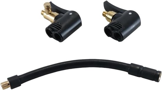 Bandenpomp Ventiel - Ventiel met slang - Banden Oppompen - 2-in-1 Aansluiting - 16 cm slang - Zwart
