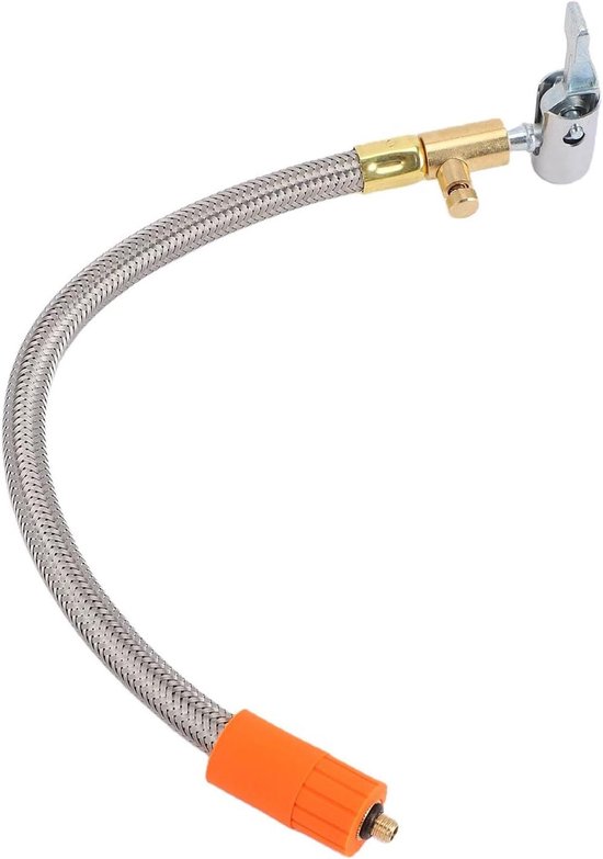 Bandenpompslang Adapter - Ventielslang Verlenger - Banden Oppompen - 90 Graden Duimdrukventiel - 12 Inch - Zilver