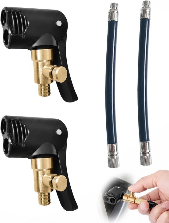 Bandenventielstekers 2 stuks - messing - universele clip-on - compatibel met Presta en Schrader - ShopVlot