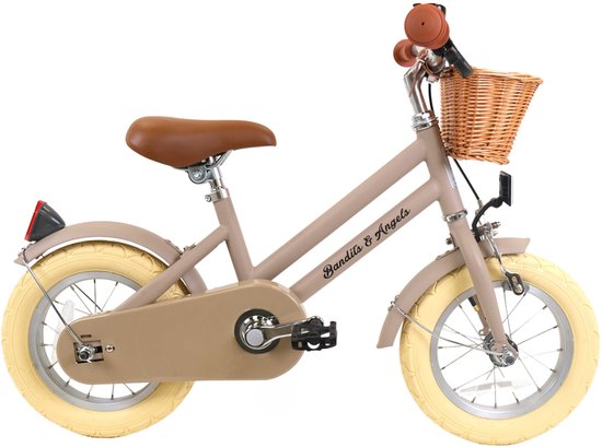 Bandits & Angels Kinderfiets 12 inch Retro Rider sand vanaf 3 jaar - Metalen Kinder Fiets voor Jongens en Meisjes - Inclusief Stuurmand - Verstelbaar zadel en stuur - 12 inch Luchtbanden van Bandits & Angels
