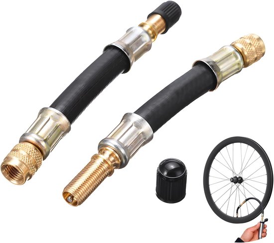 Bandventielverlenging - Ventielverlenger Adapter - Banden Oppompen - Flexibele Rubberen Schacht - 100 mm - Zwart