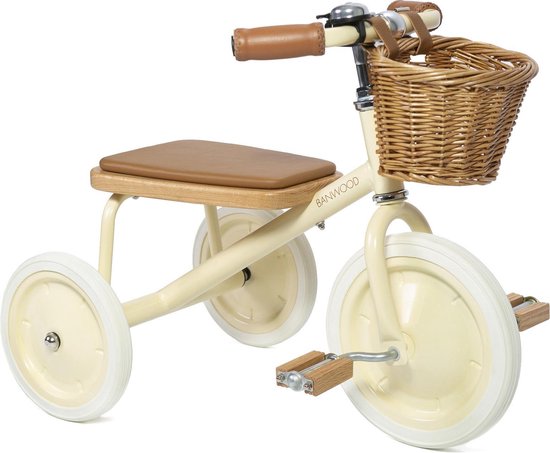Banwood Trike Driewieler Met Duwstand En Mandje - Cream van Banwood