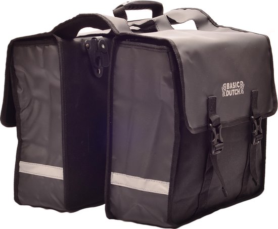 Basic Dutch Dubbele fietstas - 24 Liter - Quick release - Zwart van Merkloos