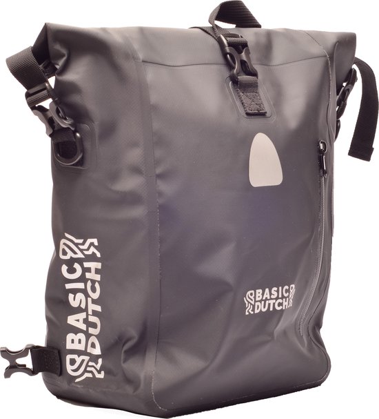 Basic Dutch Enkele Fietstas - waterdicht - Fietstas, Rugzak en schoudertas in 1 - 20 Liter - Zwart van Basic Dutch