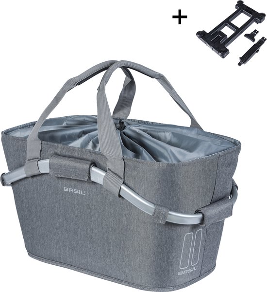 Basil 2Day Carry All Fietsmand MIK - Achter - Polyester - Grijs melee - 22 Liter - Inclusief binnenvak en aansnoerkoord van Basil
