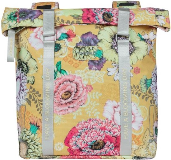 Basil Bloom Field Dubbele Fietstas - 28-35 Liter - Waterdicht - Geel van Basil