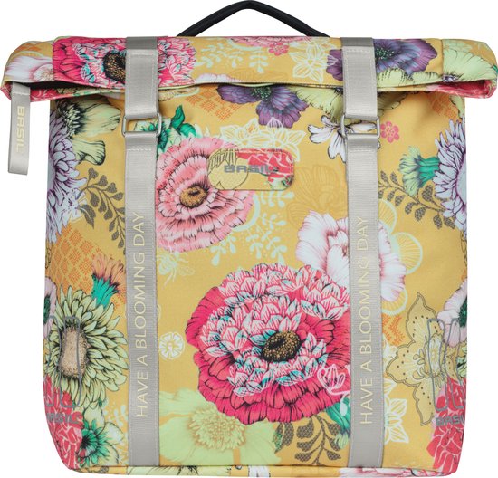 Basil Bloom Field Dubbele Fietstas MIK - 28-35 Liter - Waterdicht - Geel van Basil
