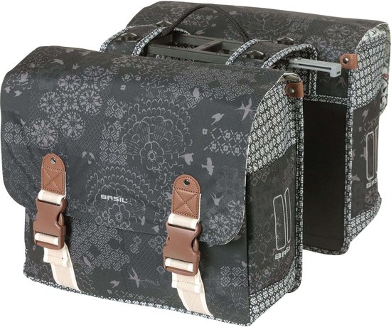 Basil Bohème dubbele fietstas MIK, 35L, charcoal -waterafstotend polyester van Basil