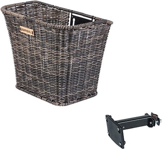 Basil Bremen Rattan Look Fietsmand FM - Voorop - Inclusief Bevestigingssysteem - Bruin van Basil