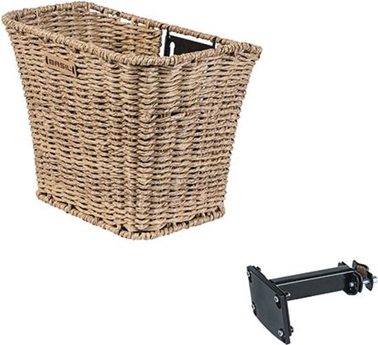 Basil Bremen Rattan Look Fietsmand FM - Voorop - Inclusief Bevestigingssysteem - Lichtbruin van Basil