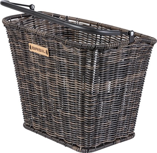 Basil Bremen Rattan Look Fietsmand KF - Voor - Kunststof Rotan - Bruin van Basil