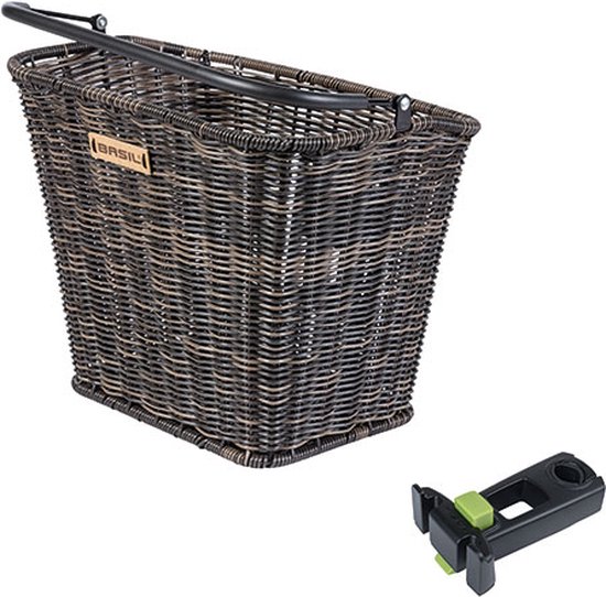 Basil Bremen Rattan Look Fietsmand KF - Voorop - Inclusief Bevestigingssysteem - Bruin van Basil