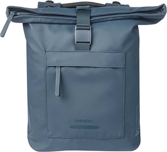 Basil Brooklyn - Dubbele fietstas - 41 Liter - Incl. MIK adapterplaat - Waterdicht - Reflectie details - Gerecycled materiaal - blauw van Basil