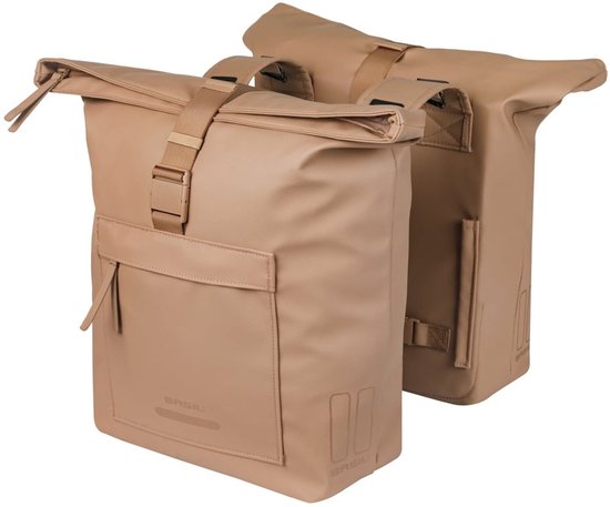 Basil Brooklyn - Dubbele fietstas - 41 Liter - Waterdicht - Reflectie details - Gerecycled materiaal - zand