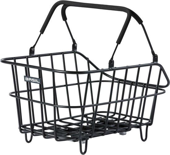 Basil Cento ALU MIK Fietsmand - Achter - Aluminium - Zwart - Weerbestendig - Verstevigd Frame - van Basil