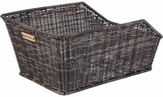 Basil Cento Rattan Look Fietsmand - Achter - Kunststof rotan - Bruin van Basil