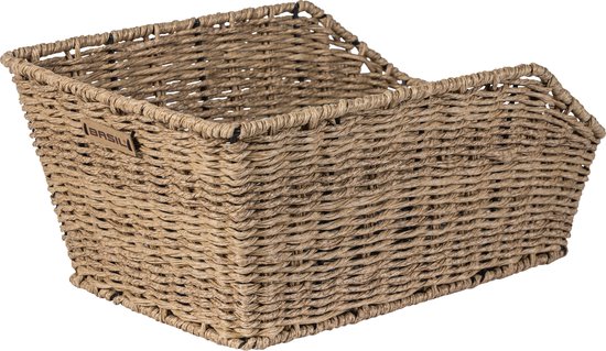 Basil Cento Rattan Look Fietsmand - Achter - Kunststof rotan - Seagrass van Basil