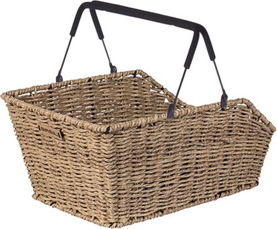 Basil Cento Rattan Look MIK Fietsmand - Achterop - Inclusief Bevestigingssysteem - Lichtbruin van Basil