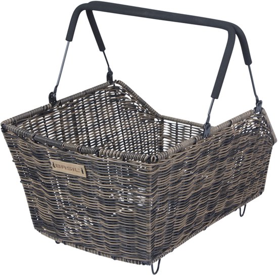 Basil Cento Rattan Look Multi System Fietsmand - Achter - Kunststof rotan - Bruin -22 Liter van Basil
