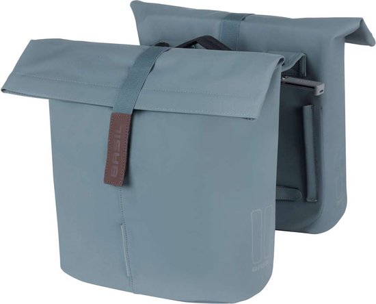 Basil City dubbele fietstas MIK, 28-32L, graphite blue van Basil