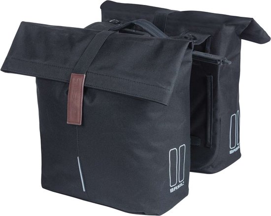 Basil City dubbele fietstas MIK, 28-32L, zwart van Basil