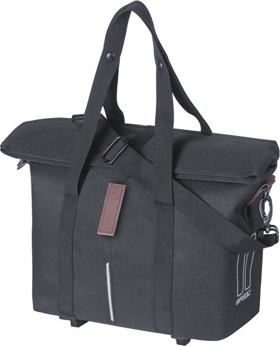 Basil City - Fietshandtas MIK-KF-hook - 8-11L - Zwart - Waterafstotend - Reflectiedetails