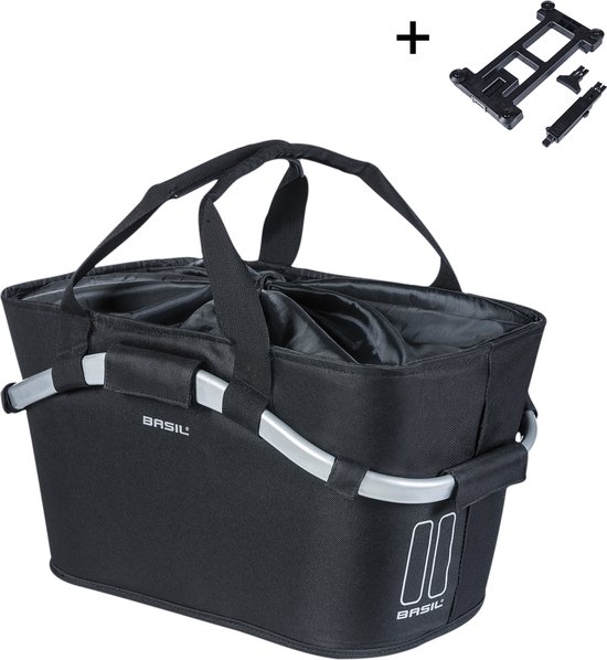 Basil Classic Carry All Fietsmand MIK - Achter -Waterafstotend Polyester - Zwart - 22 Liter van Basil