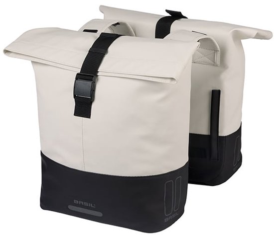 Basil Cove - Dubbele fietstas - 28-32 liter - Waterafstotend - Reflectie details - Gerecycled materiaal - wit/zwart van Merkloos