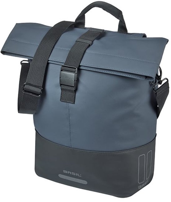 Basil Cove - Enkele fietstas - 14-16 Liter - Waterafstotend - Reflectie details - Gerecycled materiaal - MIK Hooks - blauw/zwart van Basil