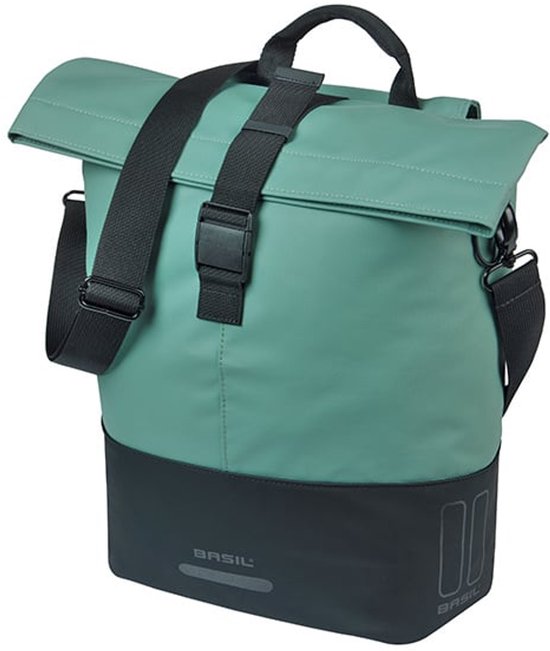 Basil Cove - Enkele fietstas - 14-16 Liter - Waterafstotend - Reflectie details - Gerecycled materiaal - MIK Hooks - groen/zwart