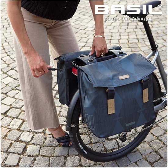 Basil Elegance Dubbele Fietstas MIK - 40-49 Liter - Estate blauw van Basil